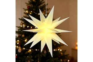 ‎BAYHT BAYHT 45cm Weihnachtsstern Beleuchtet, 3D Led Christbaumspitze Stern Batterie mit Timer, Adventsstern Stern Zum Dekorieren von Weihnachtsbaum, Innenhof, Balkon Und Garten