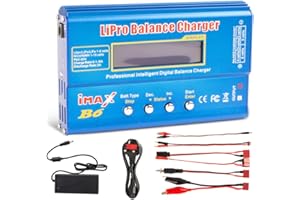 WDKXCN Lipo Battery Charger, 80W 6A Lipo Balance Charger, RC Battery Charger with Power Cord, Airsoft Battery-charger, Imax b6 Recharger with AC Power Adapter for Li-ion, NiMh, Li-Fe, NiCd, Pb