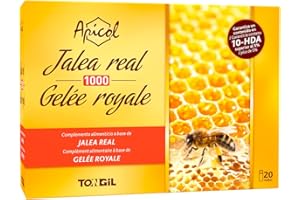 TONGIL Apicol Gelée Royale Lyophilisée 20 ampoules de 1000mg de Api-Nature - Teneur garantie en min. 5% 10-HDA, Acide Gras Exclusif et Paramètre Révélateur de sa Fraîcheur et de sa Qualité | de Api-Nature