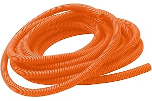 MOCNT Tubo Corrugato Flessibile Auto Chiuso Tubo Guaina Isolante Protettivo Cavo Filo per Guaina Ondulata Cavi Elettrici Gestione Arancione Esterno 21mm Lunghezza 15Metri