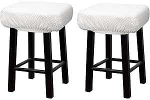 Uxcell 2pcs Stool Covers Rectangle, Bar Stool Covers Saddle Seat Cover for Wooden Metal Bench Chair White