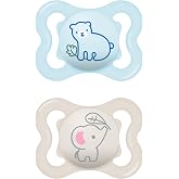 MAM Air Pacifier for Babies 2-6 Months, Matte Blue, 2 pcs | With ventilated shield and symmetrical, flat and flexible soft si