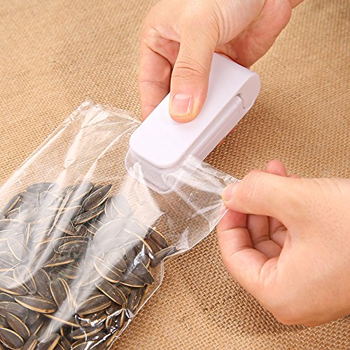 Luniquz Mini Sealer Hand Folienschweißgerät Haushalt portabel tragbar Tüten Verschweißer für Plastik Verpackung von Snack, Süßigkeiten, Lebensmittel – weiß - 9