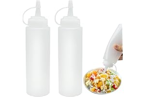 SZXMDKH 2 Pcs Bouteille à Condiments, Bouteille de Sauce,8 oz Presser Les Bouteilles, Flacon Souple en Plastique,pour la Peinture, la Cuisson, Le Ketchup, l'huile d'olive 250ML