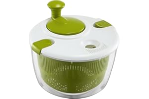 JF HOME BLISS Salad Spinner 3.5 Litre – BPA-Free Plastic Lettuce Dryer & Vegetable Washer with Non-Slip Base, Dual Function Serving Bowl & Strainer – Easy One-Hand Operation for Healthy Eating (Green)