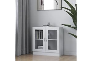 prissent Vitrina de Madera Contrachapada Blanco 82,5x30,5x80 cm Vitrina Expositora Muebles de Salon Estanteria Madera Armario Multiusos Vitrinas para Salon Vitrina Cristal Armario Madera