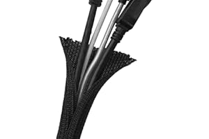 Geepen Manchon de Cache Câble, 2 Mètre Souple Gaine Cable Informatique Réglable Gaine Câble Tressée Range Cable Gestion des Câbles pour Câbles Télé/Ordinateur/USB/Audio/Vidéo Diamètre 13mm Blanc