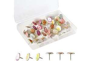 Mayboos 100 Stück niedliche Reißzwecken,11mm Reißzwecken Heftzwecken Pinnadeln Flacher Kopf Reißnägel Deko mit Aufbewahrungsbox für Pinnwand Büro Schule Zuhause DIY-Dekorationstafeln