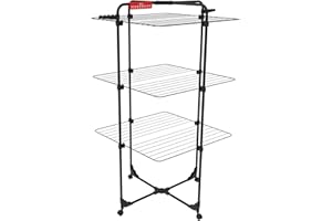 Vileda Séchoir Mixer3 Ultimate de Black Edition | Longueur de séchage de 30 mètres | Flexible | Facile à déplacer et à Transporter | roulettes pivotantes | Porte Chaussettes