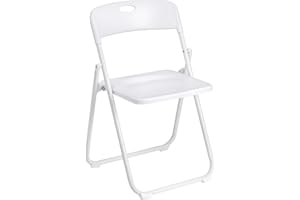 Baroni Home Klappstuhl mit PVC- und Stahlgestell, platzsparender zusammenklappbarer Sitz mit Füßen und Griff, Outdoor-Stuhl, Küche, Wohnzimmer, Reisen, 74x43x49 cm, 1 Stuck, Weiß