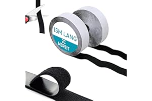 Mauepersu Klettband Selbstklebend 15 Meter Extra Stark, Doppelseitiges Klettverschluss Selbstklebend 20mm Breit für Fliegengitter, Teppich, Bilderrahmen, Handarbeit