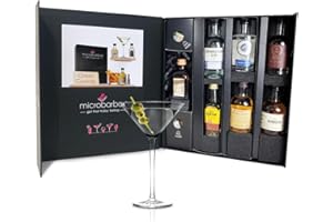 MicroBarBox Classic Cocktail Gift Set in a Premium Luxury Gift Box | Features: Old Fashioned, Chambord Daiquiri, Gin Martini, Bramble, Vodka Martini