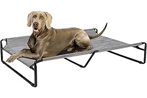 veehoo Original Cooling Elevated Dog Bed, Outdoor Raised Dog Cots Bed for Large Dogs, Portable Standing Pet Bed with Washable Breathable Mesh, No-Slip Feet for Indoor Outdoor, XX-Large, Black Silver