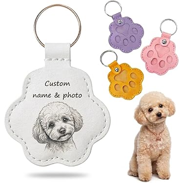 Easyoyo Portachiavi Commemorativo Per Peli Di Animali Domestici – Forma Di Zampa 3D, Con Finestra In PVC, Regalo Per Amanti Di Cani E Gatti - copertina