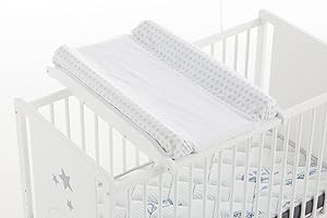 COOL · DREAMS COOLDREAMS - Cambiador bebe Maya de madera Cuna y Maxicuna + Cambiador plastificado + Funda Rizo impermeable 100% lavable. Moon Amour