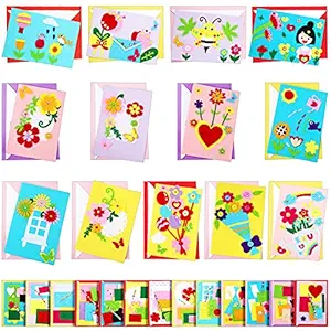 Card Making Kits 13 Pieces DIY Handmade Greeting Card Sets for Kids Thank You Card Art Crafts Making Accessories for Girls Boys Teacher Day Thanksgiving Christmas Birthday Present Classroom Exchange
