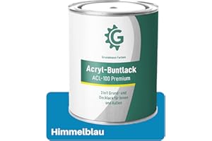 GRUNDMANN FARBEN Grundmann Acryllack - 3 Kg in Himmelblau (RAL 5015) - Buntlack auf Wasserbasis Blau - Für Holz, Metall & Beton