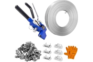 BAUSATZ Packaging Strapping Kit - Stainless Steel Banding Coil (3/4" x 100ft x 0.03") & Ear-Lokt Buckles (100pcs) - Silver - Industrial, Construction, Outdoor