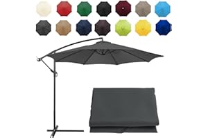 CMJYMX Replacement Parasol Canopy Sun Umbrella Replacement Cloth For 200cm-6 Arms 2.7m-6 Arms 2.7m-8 Arms 300cm-6 Arms 300cm-8 Arms(Color:Gray,Size:8 ribs-2.7m(8.8ft))
