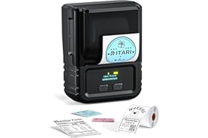 Itari M120 Label Maker Machine -Bluetooth Label Printer, Handheld barcode Label Printer for iOS & Android for Retail, Office, Home, Clothing(Black, with 1 Rolls Label)