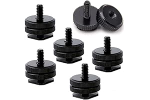 ZETONG Camera Hot Shoe Mount to 1/4"-20 Tripod Screw Adapter, Flash Shoe Mount for DSLR Camera Rig (Pack of 6)