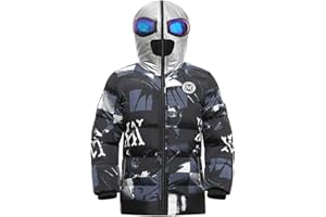 LSERVER Giubbotto Bambino Antivento Termico Cappotto con Cartone Animato Cappuccio Alla Moda Giacca Bambini Addensato Invernale Capispalla per Età 6-16 Anni