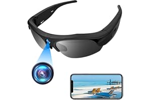 UYIKOO Cámara Espía Gafas de Sol, WiFi Mini Camara Oculta 1080O HD, Gafas con Camara Deporte DV Visión y Grabación App Protección UV para Deportes al Aire Libre