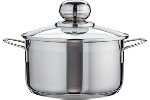 ‎LEVEL ONE Level One Topf Edelstahl 16 cm Kochtopf Induktion 1,9 L Fleischtopf & Bratentopf mit Glasdeckel für den Backofen, rostfreier Edelstahl, für alle Herdarten geeignet