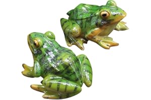 Wakauto Lot de 2 figurines miniatures en résine pour décoration de jardin Motif grenouille verte
