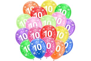 Ainiv 10th Birthday Balloons 18PCS, 12inch Numbers Printed Latex Party, Anniversary Supplies, Decorations for Girls Boys 10 Year Old, F53486164