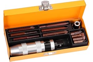 Justech 12pz 1/2" Set di Cacciavite a Percussione con Intaglio a Croce Avvitatore ad Impulsi Cacciavite ad Impulsi Kit Giravite a Percussione Impugnatura a Mano Impugnatura per Impieghi Gravosi