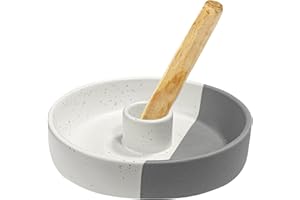 Gute Palo Santo Halter,Keramik Räucherstäbchenhalter für Palo Santo Stäbchen,Räucherstäbchen,Palo Santo Holz Brenner Schüssel Ständer mit Aschefänger (weiß und grau)