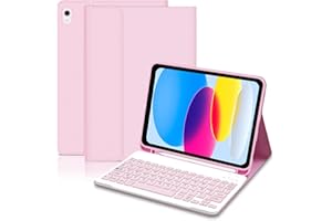 Lielax Coque Clavier pour iPad 10/11Ème Génération (10.9 Pouces 2022/11 Pouces A16 2025), AZERTY Layout Clavier Magnétique Ultra-Mince Détachable Bluetooth avec Porte Crayon pour iPad 11/10 Gén, Rose