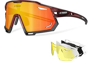X-TIGER Occhiali Da Ciclismo Con 5 Lenti Occhiali Bici MTB Intercambiabili per Ciclismo Corsa Guida Pesca Golf Baseball Corsa CE Autentica