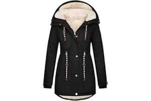 TOMEEK Manteau Femme Hiver Chaud Veste Parka Chauffante Blouson Polaire Longue Manteau à Capuche Chic et Elegant Outercoat avec Poches Doublure en Peluche Zippé Jacket