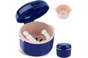 Etui Pour Appareils Dentaires, ELEPRUC Boîte de Rangement avec Panier, Boite de Protection, Boîte Orthodontique, Portable Dentier Boîte, Élégant Protège Dents pour Rail de Morsure, Rail de Craquements