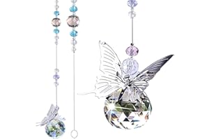 MECCTUCK Acchiappasole Cristallo, Appeso Arcobaleno Prisma Finestra, Pendenti Prismi Cristallo Ornamento da Finestra con Farfalla, Suncatcher Decorazione per Casa Giardino Nozze