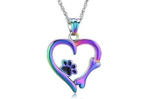 AIWENXI Urn Necklaces for Ashes Paw Print Forever Love Heart Pendant Necklace Cremation Necklace for Dog Cat Ash Cremation Jewellery Locket Keepsake Memorial
