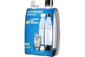 sodastream DuoPack Fuse Lot de 2 Bouteilles de Rechange pour Machine à gazéifier avec mécanisme à clic Noir et Blanc 1 l