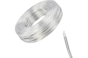 ZOZOMAIY Przewód elektryczny 28AWG 10 metrów, 2-rdzeniowy płaski przezroczysty drut kabel zasilający PCW, średnica 3 mm, grubość 1,4 mm, odporność na zużycie, odporność na utlenianie do instalacji urządzeń o niskiej mocy