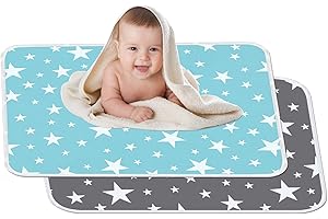 FUNKEEN 2 Stücke Waschbar Säugling Wickelunterlage 50 x 70 cm für Babys und Kleinkinder - Atmungsaktiv, Wasserdicht, Wiederverwendbare Urin Matte Abdeckung (Fantasie Sterne)