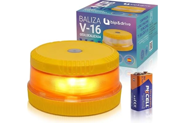 Baliza V16 Homologada DGT con Geolocalización | Luz de Emergencia Coche LED 360° 1km | Conectada Plataforma DGT 3.0 | Resiste