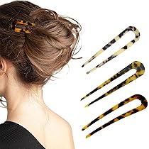 4x U-Haarnadeln Aus Acetat – Schildpatt-Optik, Je 11 Cm, Für Dutt & Hochsteckfrisuren
