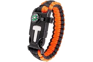 CHIPKART Survival Bracelets, Adjustable 550 Paracord Bracelets, Compass Hiking Gear, Fire Starter, Emergency Whistle, Tactical Survival Gear, Backpacking Gear, Hunting, Fishing, Camping Essentials