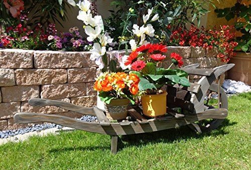 Preisvergleich Produktbild Offene Holz-Schubkarre, Gartendeko Karre zum Bepflanzen, Blumentöpfe, Pflanzkübel, Pflanzkasten, Blumenkasten, Pflanzhilfe, Pflanzcontainer, Pflanztröge, Pflanzschale, Schubkarren 100 cm HSOF-100-SCHWARZ Blumentopf, Holz, schwarz anthrazit dunkelgrau grau in amazon umweltfreundlich lasiert Holz unbehandelt Pflanzgefäß, Pflanztöpfe Pflanzkübel (auch hellgrau verfügbar)