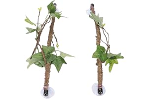 PSSOPP Ramo D'angolo Rettile, Decorazione per Piante da Terrario Rampicante Ornamento per Piante da Terrario con Ventosa per Serpente Lucertola Draghi Barbuti Geco Rampicante