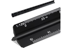 SZXMDKH Linijka w skali 30 cm, trójkątna linijka dla architektów, 1:20, 1:25, 1:50, 1:75, 1:100, 1:125 (czarna)