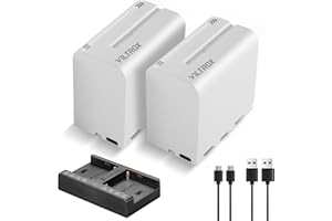 ‎VILTROX VILTROX Akumulator NP-F970 akumulator zastępczy 2 sztuki baterii i Smart LED Dual USB-C ładowarka do Sony NP-F970 F960 F950 F770 F750 F570 F550 kompatybilna z Godox VILTROX Neewer
