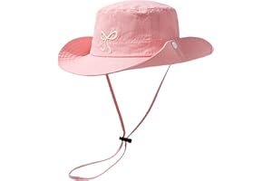 ECOMBOS Girl's Quick-Dry Bowknot Bucket Hat - Breathable Candy Color UV Protection Outdoor Hiking Sun Hat for Spring Summer