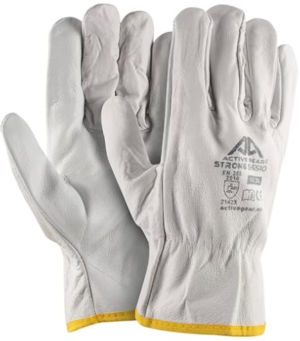 12 PAIA - TG 8 GUANTI IN PELLE FIORE BOVINO BIANCO PER LAVORO ANTINFORTUNISTICA